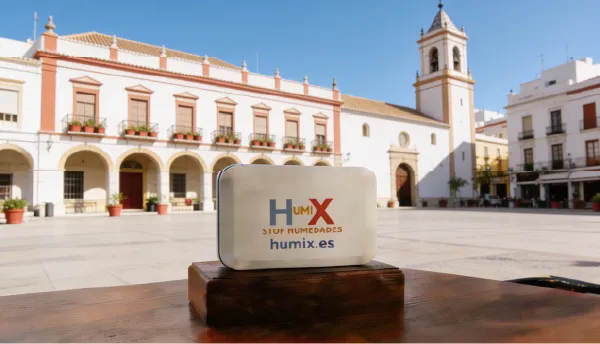 Sistema HUMIX instalado en la pared de una vivienda en La Roda